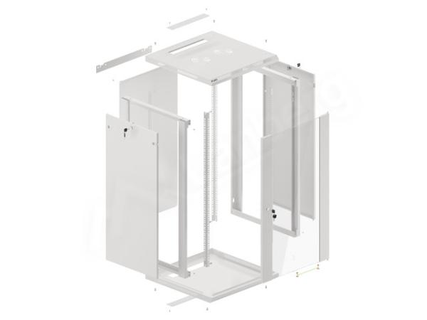 LANBERG 19" RACKOVÁ SKRIŇA PRO MONTÁŽ NA STENU 22U/ 600X600 (FLAT PACK) S PROSKLENÝMI DVERAMI ŠEDÁ V2 