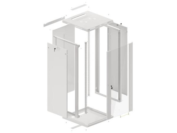 LANBERG RACKOVÁ SKRIŇA 19" NÁSTENNÁ 27U/ 600X600 (FLAT PACK) S PRESKLENÝMI DVERAMI ŠEDÁ V2 