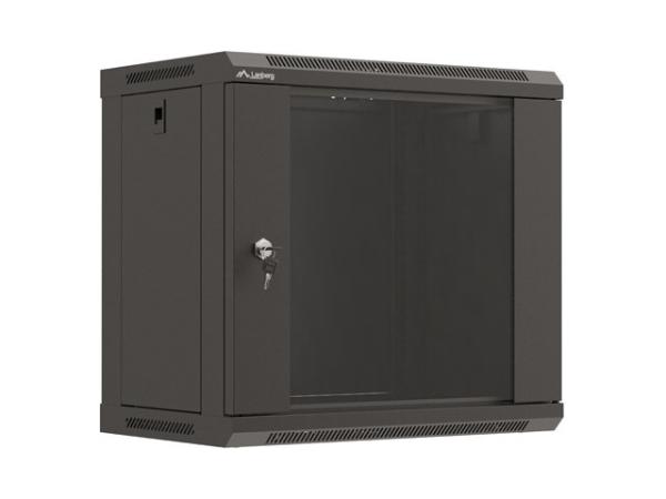 LANBERG 19" RACKOVÁ SKRIŇA PRO MONTÁŽ NA STENU 9U/ 540X350 (FLAT PACK) S PROSKLENÝMI DVERMI ČIERNA 