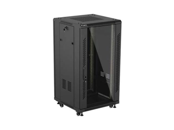 LANBERG INŠTALAČNÝ SKRIŇOVÝ ROZVADEČ 19" 22U 600X600 ČIERNE SKLENENÉ DVERE (PLOCHÉ BALENIE) 