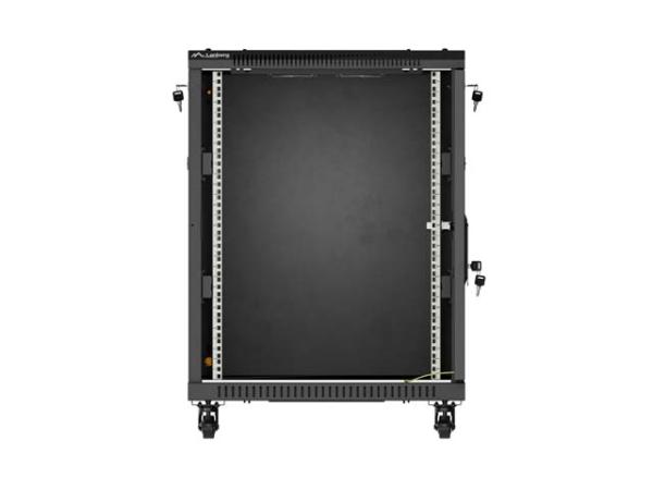 LANBERG INŠTALAČNÝ RACK 19" 15U 600X800 ČIERNE SKLENENÉ DVERE (PLOCHÉ BALENIE) 