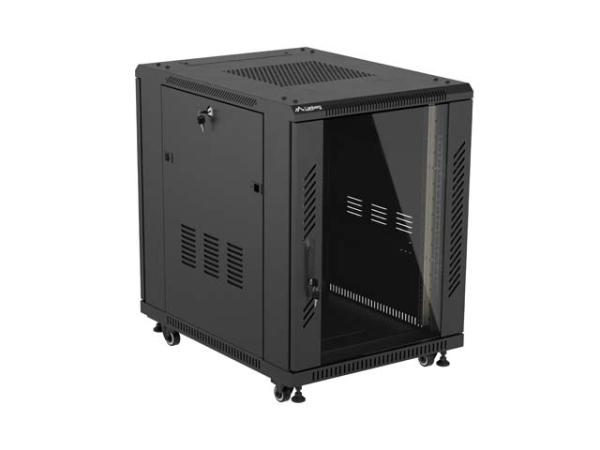 LANBERG INŠTALAČNÝ RACK 19" 15U 600X800 ČIERNE SKLENENÉ DVERE (PLOCHÉ BALENIE) 