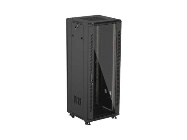 LANBERG 19" VOĽNE STOJÚCA RACKOVÁ SKRIŇA 32U/ 600X600 (FLAT PACK) S PRESKLENÝMI DVERAMI ČIERNA 