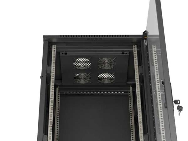 LANBERG 19" VOĽNE STOJÚCA RACKOVÁ SKRIŇA 32U/ 600X600 (FLAT PACK) S PRESKLENÝMI DVERAMI ČIERNA 