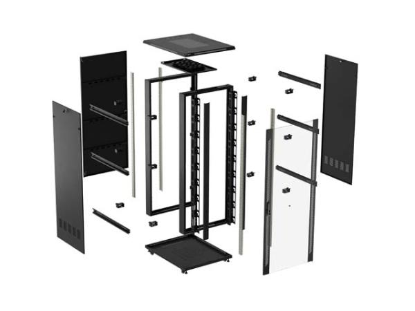 LANBERG 19" VOĽNE STOJÚCA RACKOVÁ SKRIŇA 42U/ 800X1000 (FLAT PACK) S PRESKLENÝMI DVERAMI ČIERNA 