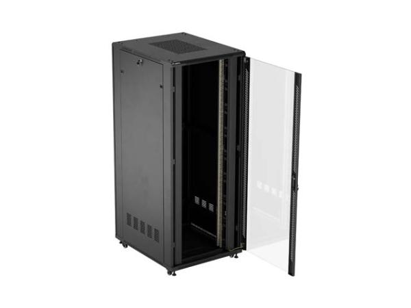 LANBERG 19" VOĽNE STOJÚCA RACKOVÁ SKRIŇA 42U/ 800X1000 (FLAT PACK) S PRESKLENÝMI DVERAMI ČIERNA 