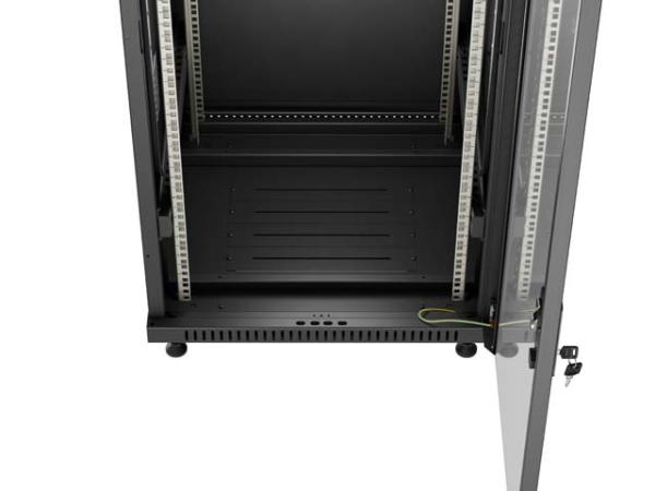 LANBERG 19" VOĽNE STOJÚCA RACKOVÁ SKRIŇA 32U/ 600X600 (FLAT PACK) S PRESKLENÝMI DVERAMI ČIERNA 