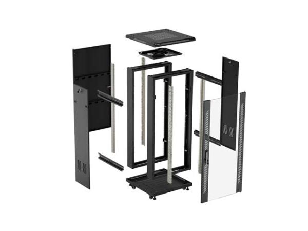 LANBERG 19" VOĽNE STOJÚCA RACKOVÁ SKRIŇA 37U/ 600X600 (FLAT PACK) S PRESKLENÝMI DVERAMI ČIERNA 