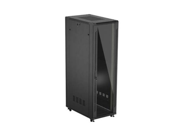 LANBERG INŠTALAČNÝ SKRIŇOVÝ ROZVADEČ 19" 42U 600X1000 ČIERNE SKLENENÉ DVERE (PLOCHÉ BALENIE) 