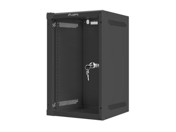 LANBERG RACKOVÁ SKRIŇA 10" PRO MONTÁŽ NA STENU 9U/ 280X310 (FLAT PACK) S PROSKLENÝMI DVERAMI ČIERNA 