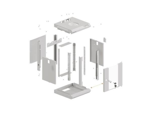 LANBERG RACKOVÁ SKRIŇA 10" NÁSTENNÁ 9U/ 300X300 (FLAT PACK) S PRESKLENÝMI DVERAMI ŠEDÁ 