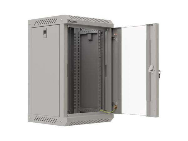 LANBERG RACKOVÁ SKRIŇA 10" NÁSTENNÁ 9U/ 300X300 (FLAT PACK) S PRESKLENÝMI DVERAMI ŠEDÁ 