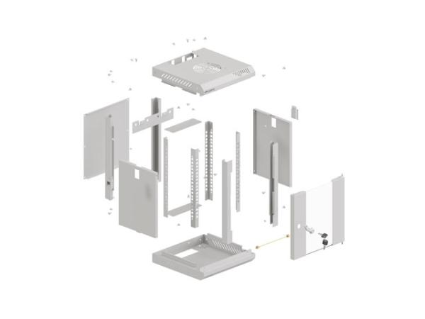 LANBERG RACKOVÁ SKRIŇA 10" NÁSTENNÁ 6U/ 300X300 (FLAT PACK) S PRESKLENÝMI DVERAMI ŠEDÁ 