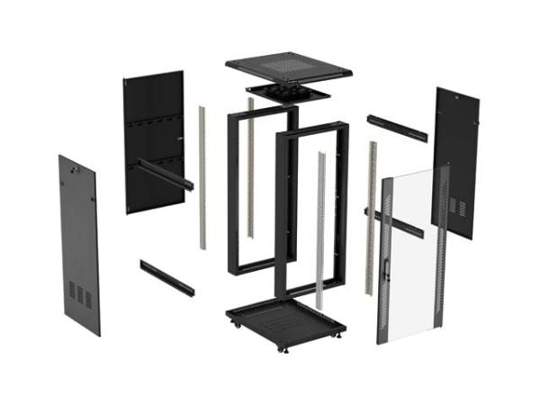 LANBERG INŠTALAČNÝ RACK 19" 15U 600X800 ČIERNE SKLENENÉ DVERE (PLOCHÉ BALENIE) 