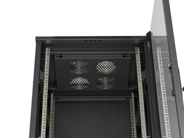 LANBERG 19" VOĽNE STOJÚCA RACKOVÁ SKRIŇA 27U/ 600X600 (FLAT PACK) S PRESKLENÝMI DVERAMI ČIERNA 