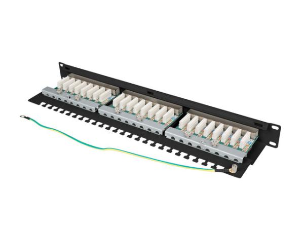 LANBERG PATCH PANEL 24 PORTOV 1U 19" CAT.6 FTP TIENE ČIERNY 