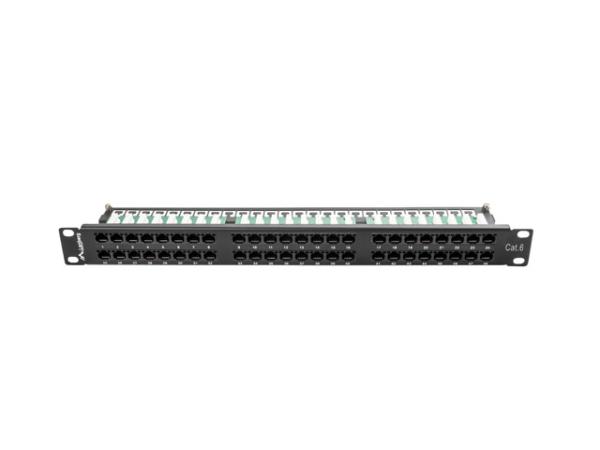 LANBERG PATCH PANEL 48 PORTOV 1U 19" CAT.6 UTP ČIERNY 