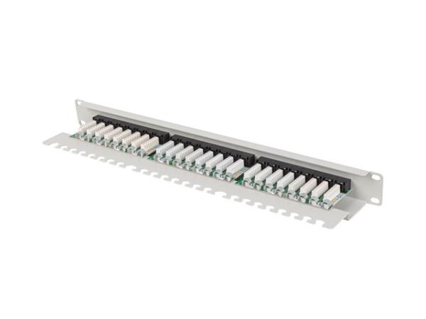LANBERG PATCH PANEL 24 PORTOV 1U 19" CAT.6 UTP S POLICIOU ŠEDÝ 