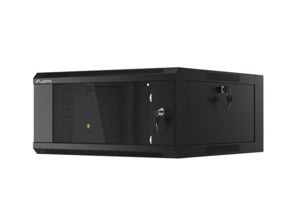 LANBERG RACKOVÁ SKRIŇA 19" NÁSTENNÁ 4U 600 RÝCHLA MONTÁŽ (PLOCHÉ BALENIE) ČIERNA 