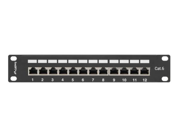 LANBERG PATCH PANEL 12PORT 1U 10" CAT.6 FTP TIENE ČIERNY 