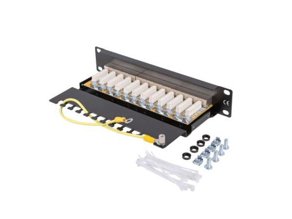 LANBERG PATCH PANEL 12PORT 1U 10" CAT.6 FTP TIENE ČIERNY 