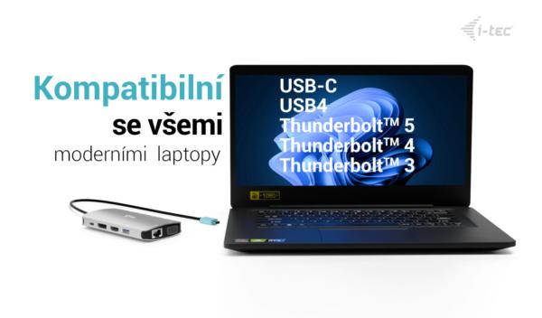 i-tec USB-C Metal Nano 3x Display (DP, HDMI a VGA) Docking Station, Power Delivery 100W 