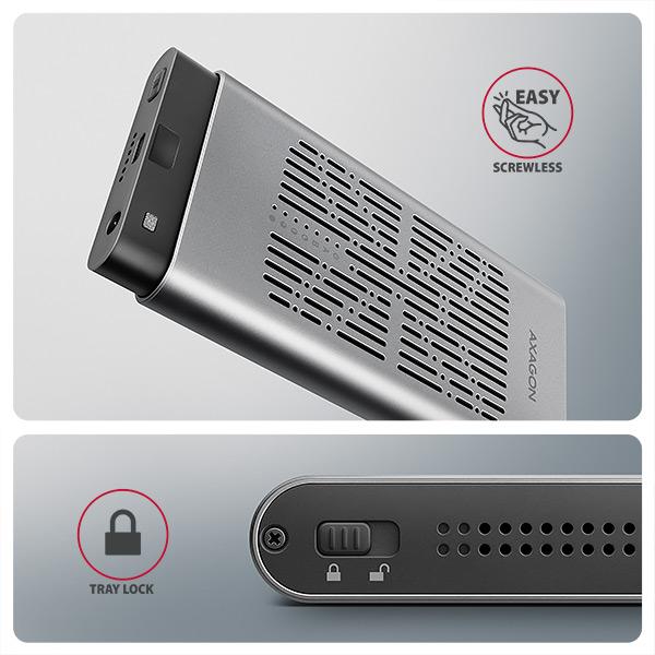 AXAGON EEM2-20GD, USB-C 20Gbps externý box pre dvoch M.2 NVMe SSD s funkciou klonovania 