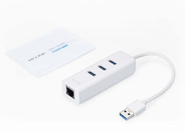 TP-Link UE330 USB 3.0 3-portový USB hub & gigabitový ethernet adaptér 