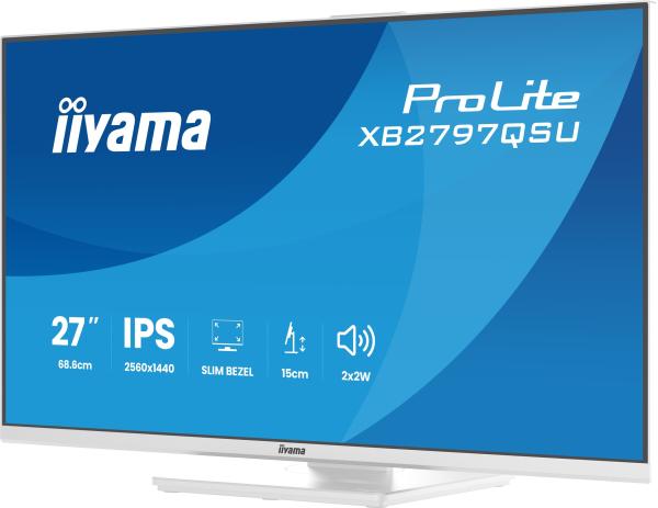 iiyama ProLite/ XB2797QSU-W1/ 27"/ IPS/ QHD/ 75Hz/ 1ms/ Biela/ 5R 