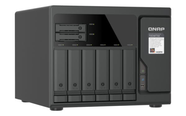 QNAP TVS-h877AX-R5-16G (AMD Ryzen 5, 16GB DDR5 RAM, 6x 3, 5" + 4x 2, 5", 3x PCIe, 2x 2, 5GbE, 2x 10GbE) 