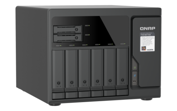 QNAP TVS-h877AX-R5-16G (AMD Ryzen 5, 16GB DDR5 RAM, 6x 3, 5" + 4x 2, 5", 3x PCIe, 2x 2, 5GbE, 2x 10GbE) 