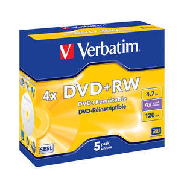 VERBATIM DVD+RW (4x, 4, 7GB), 5ks/ pack