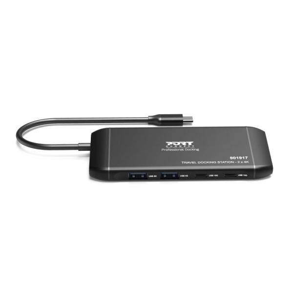 PORT CONNECT Cestovná dokovacia stanica USB-C, 2×4K, 7portov, PD100W 