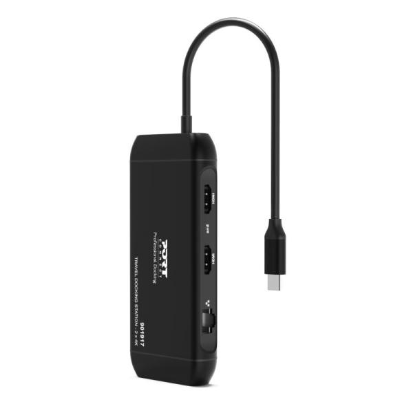 PORT CONNECT Cestovná dokovacia stanica USB-C, 2×4K, 7portov, PD100W 