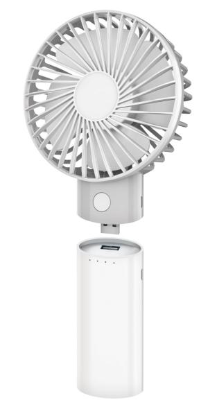 Platinet PRDF6107 vreckový ventilátor 10 cm, funkcia powerbanky 4000 mAh, biela-šedá 