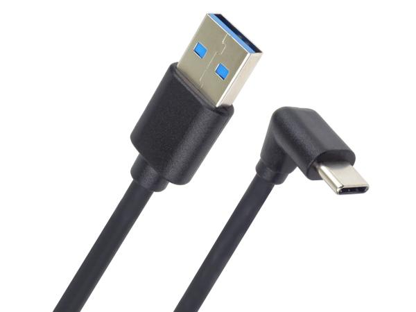 PremiumCord USB C-USB A, zahnutý, čierny, 3m 