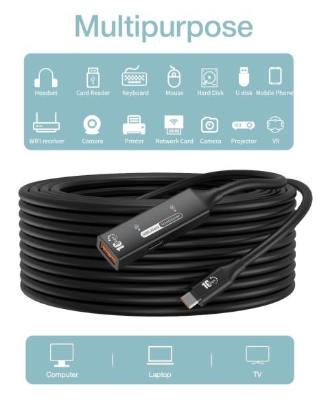 PremiumCord USB-A repeater + kábel USB-C, 5m 