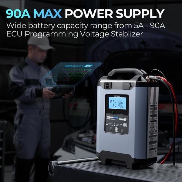 TOPDON Nabíjačka autobatérie Tornado 90000/ Príkon 1600W max/ 20-2800Ah/ Pre 12V a 24V/ 5-90A/ 11-31V 