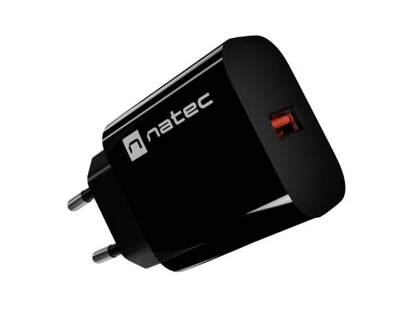Univerzálna nabíjačka Natec RIBERA 18W, 1X USB-A, čierna 