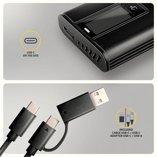 AXAGON EEM2-SD2B, USB-C 10Gbps externý box s displejom pre M.2 NVMe/ SATA SSD, bezskrutkový, čierny 