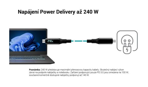 i-tec Thunderbolt 4/ USB4 Class Pro Cable 240W s LCD (40Gbps, 150cm) 