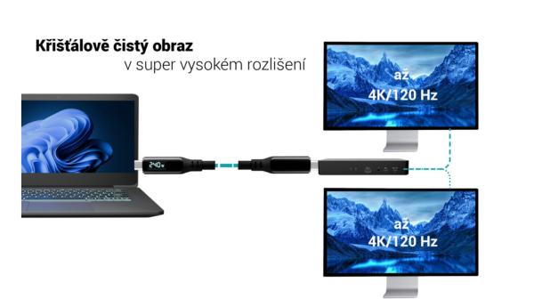 i-tec Thunderbolt 4/ USB4 Class Pro Cable 240W s LCD (40Gbps, 150cm) 
