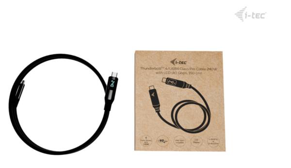 i-tec Thunderbolt 4/ USB4 Class Pro Cable 240W s LCD (40Gbps, 150cm) 