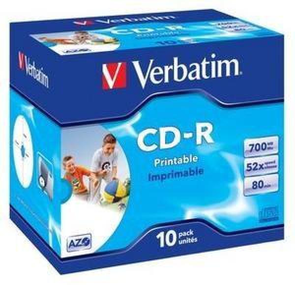 VERBATIM CD-R(10-Pack)Jewel/ Printable/ 52x/ 700MB