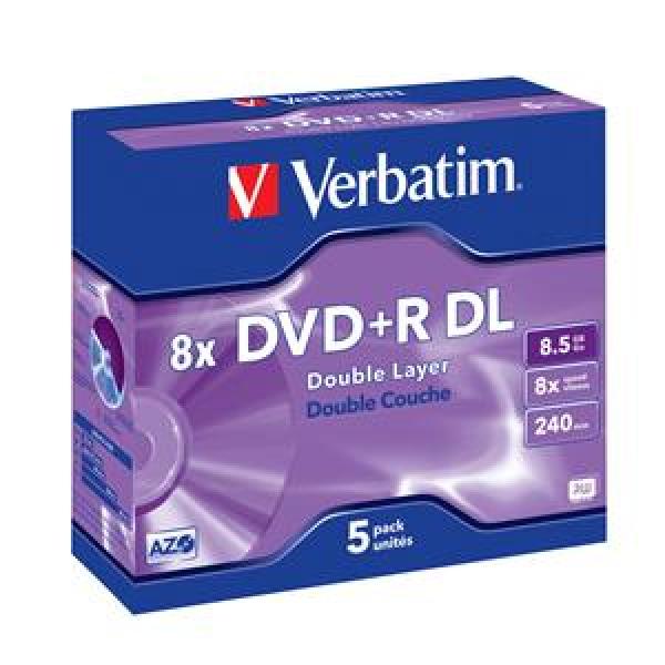 VERBATIM DVD+R(5-pack)DoubleLayer/ Jewel/ 8x/ 8, 5GB