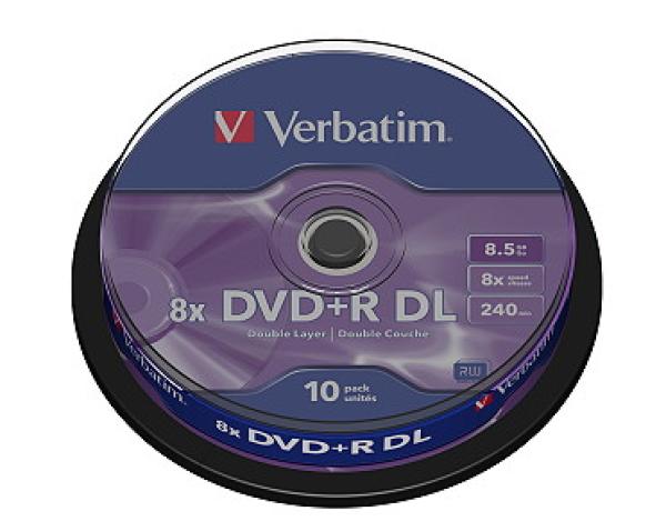 VERBATIM DVD+R(10-Pack)Spindl/ MattSlvr/ 8x/ 8.5GB