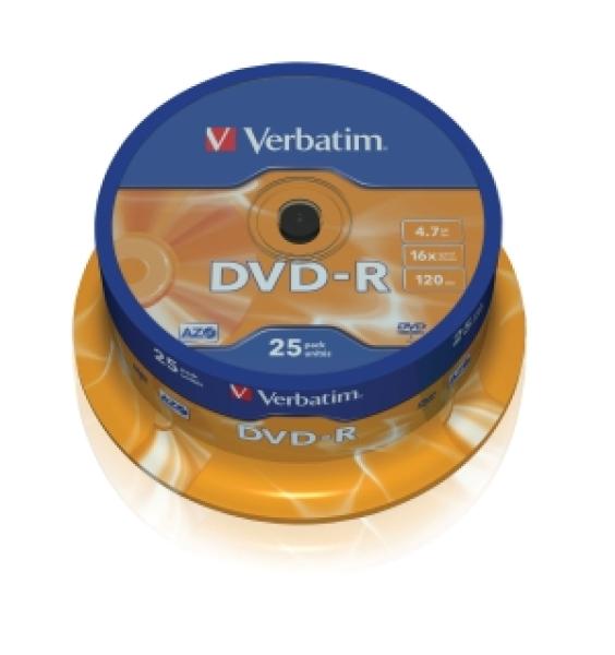 VERBATIM DVD-R(25-Pack)Spindl/ MattSlvr/ 16x/ 4.7GB