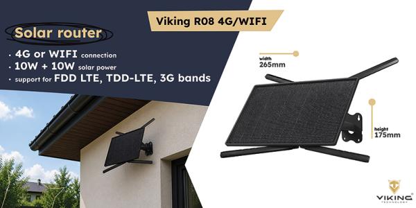 Solárny router Viking R08 4G/ WiFi/ solárne napájanie/ WiFi až pre 10 zariadení/ download - 15Mbps 