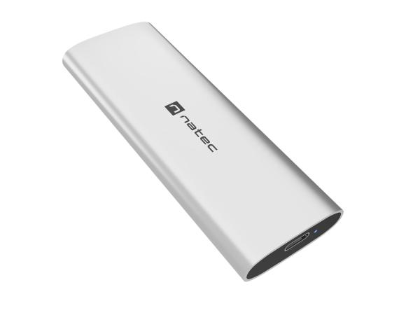 Externý box pre SSD Natec RHINO M.2 NVME LITE USB-C 3.2 GEN 2, hliníkové telo, ARCTIC SILVER 