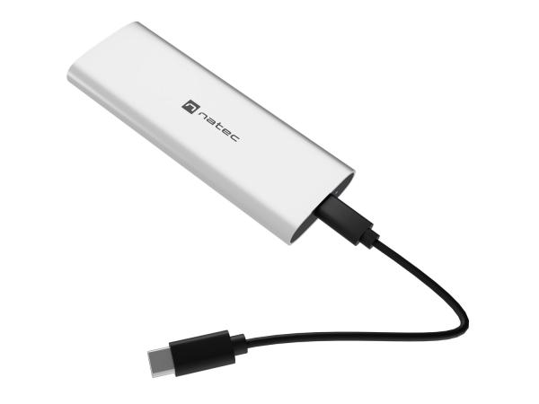 Externý box pre SSD Natec RHINO M.2 NVME LITE USB-C 3.2 GEN 2, hliníkové telo, ARCTIC SILVER 